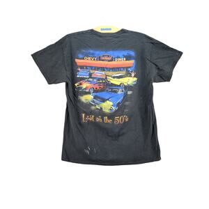 Mens Chevrolet Lost in the 50's T Shirt Size L Black Graphic Logo